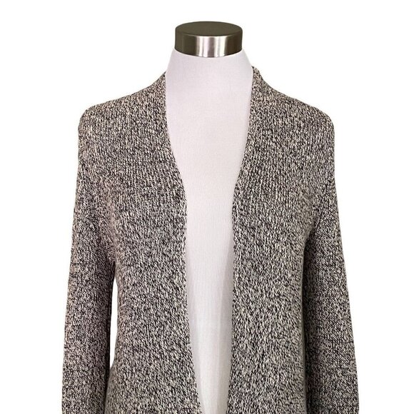 Eileen Fisher Open Front Cardigan Womens Sz MP M Petite Gray Organic Linen Wool - Picture 3 of 7